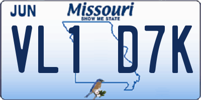 MO license plate VL1D7K