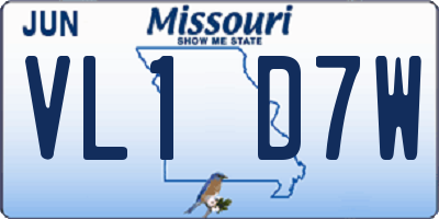 MO license plate VL1D7W