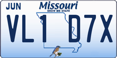 MO license plate VL1D7X