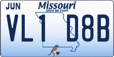 MO license plate VL1D8B