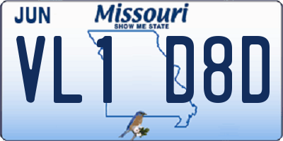 MO license plate VL1D8D