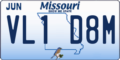 MO license plate VL1D8M