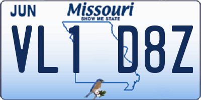 MO license plate VL1D8Z