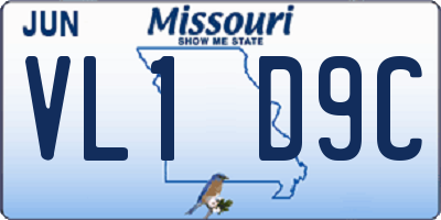 MO license plate VL1D9C