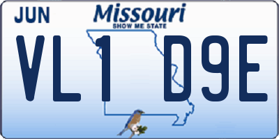 MO license plate VL1D9E