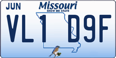 MO license plate VL1D9F