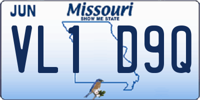 MO license plate VL1D9Q