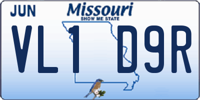 MO license plate VL1D9R