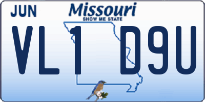MO license plate VL1D9U