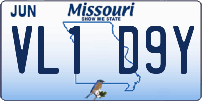 MO license plate VL1D9Y