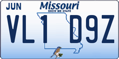 MO license plate VL1D9Z