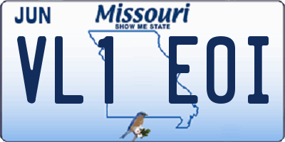 MO license plate VL1E0I