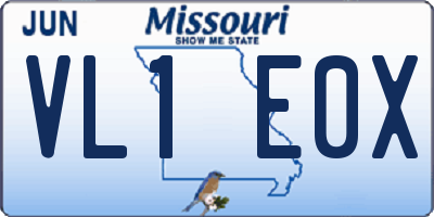 MO license plate VL1E0X