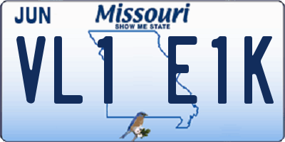 MO license plate VL1E1K