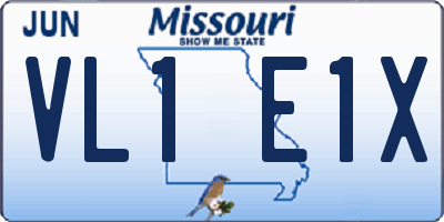 MO license plate VL1E1X