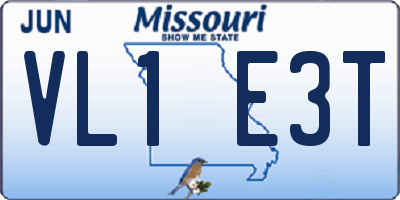 MO license plate VL1E3T