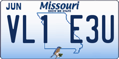 MO license plate VL1E3U