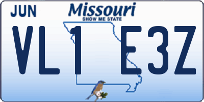 MO license plate VL1E3Z