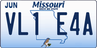 MO license plate VL1E4A