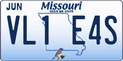 MO license plate VL1E4S