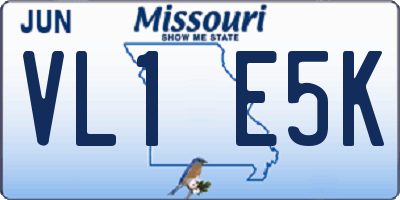 MO license plate VL1E5K