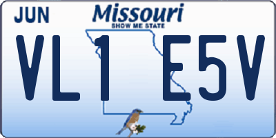 MO license plate VL1E5V