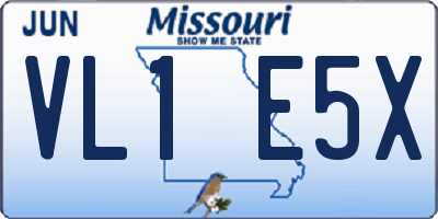 MO license plate VL1E5X