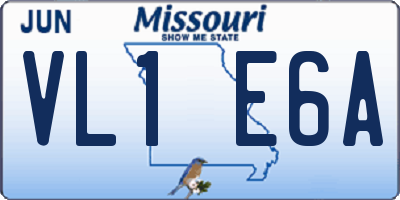 MO license plate VL1E6A