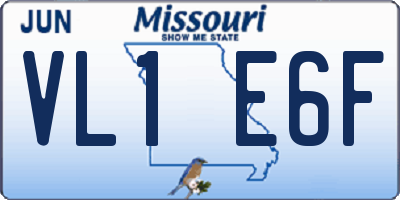 MO license plate VL1E6F