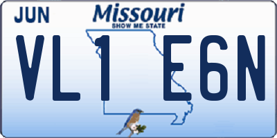 MO license plate VL1E6N