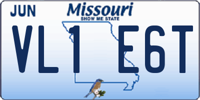 MO license plate VL1E6T
