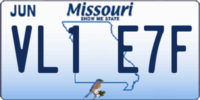 MO license plate VL1E7F