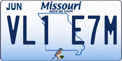 MO license plate VL1E7M