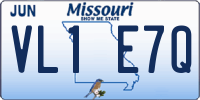 MO license plate VL1E7Q