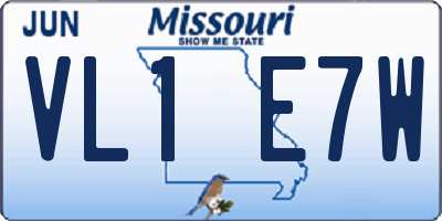MO license plate VL1E7W