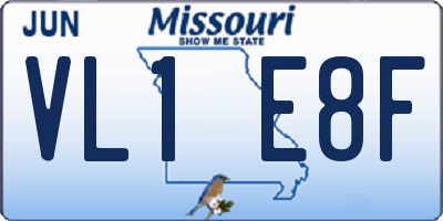MO license plate VL1E8F