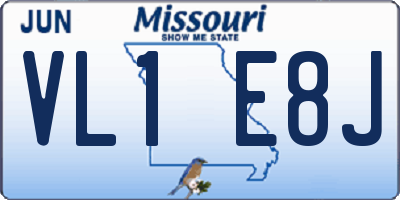 MO license plate VL1E8J