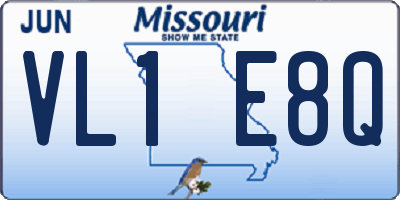 MO license plate VL1E8Q