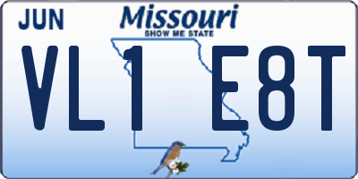 MO license plate VL1E8T