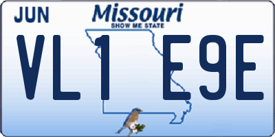 MO license plate VL1E9E