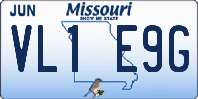 MO license plate VL1E9G