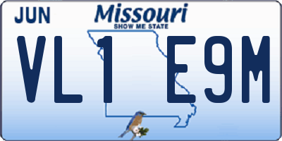 MO license plate VL1E9M