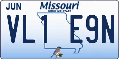 MO license plate VL1E9N