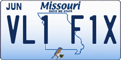 MO license plate VL1F1X