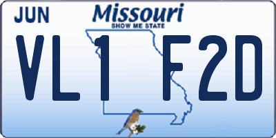 MO license plate VL1F2D