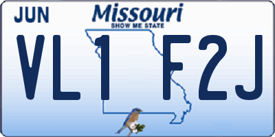 MO license plate VL1F2J