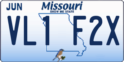 MO license plate VL1F2X