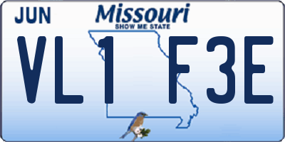 MO license plate VL1F3E