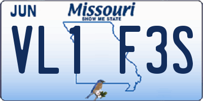 MO license plate VL1F3S