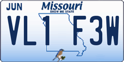 MO license plate VL1F3W